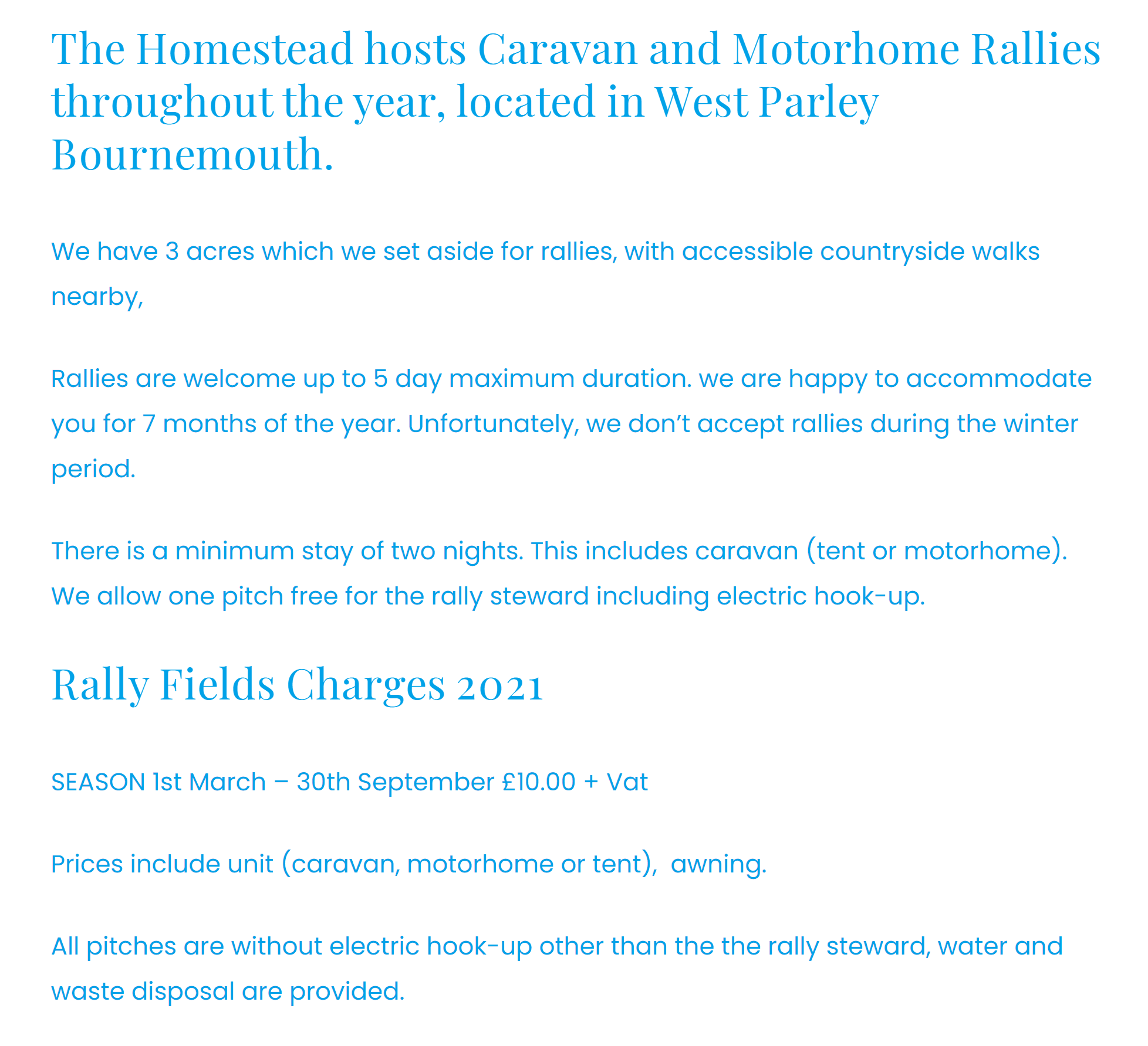 Rally Field Availibility - JM Leisure